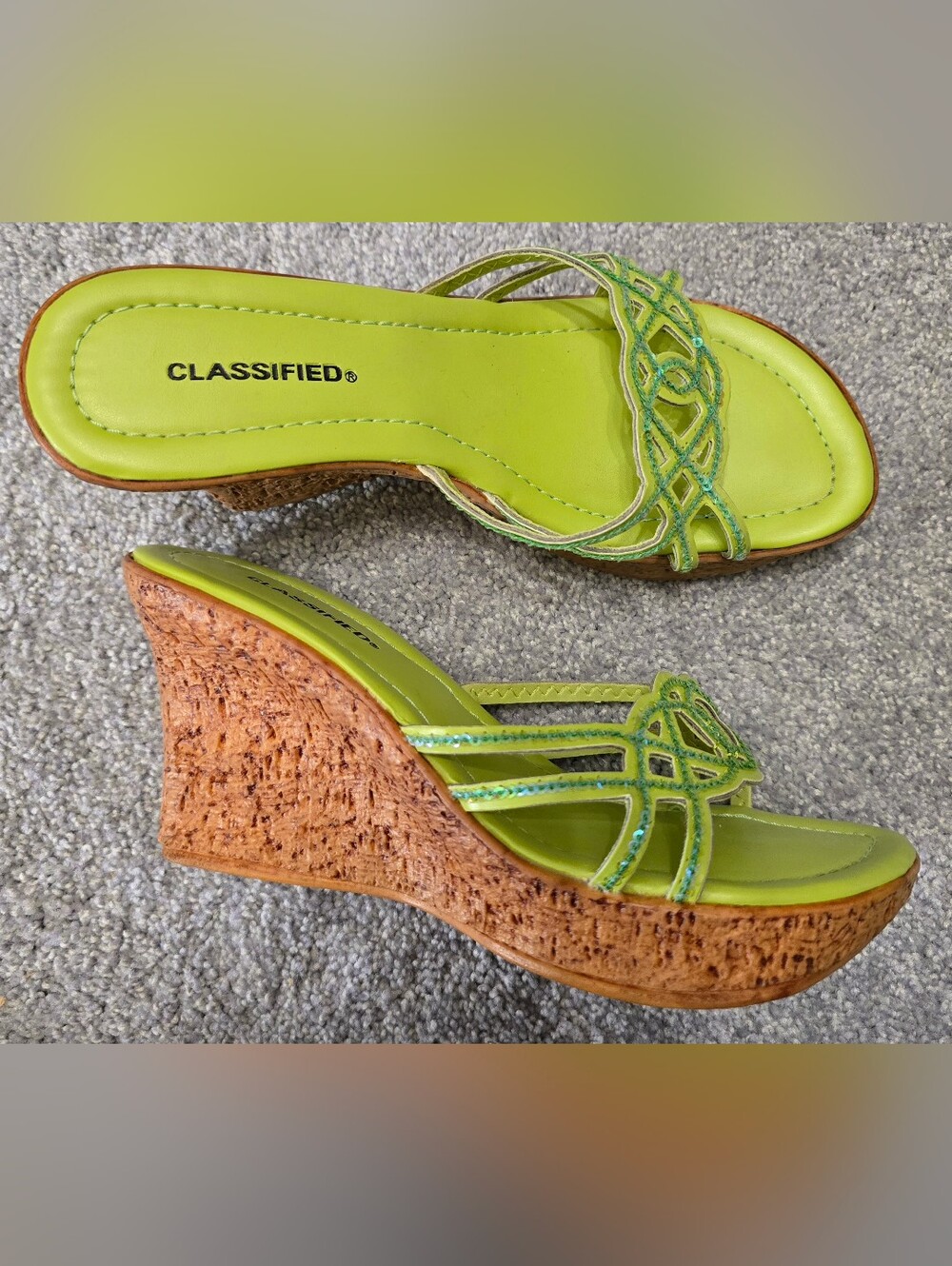 Classified Sparkly Green Sandals